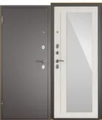 Дверь металлическая Титан Букле графит/Зеркало бел дуб 860x2066 мм Промет Левое